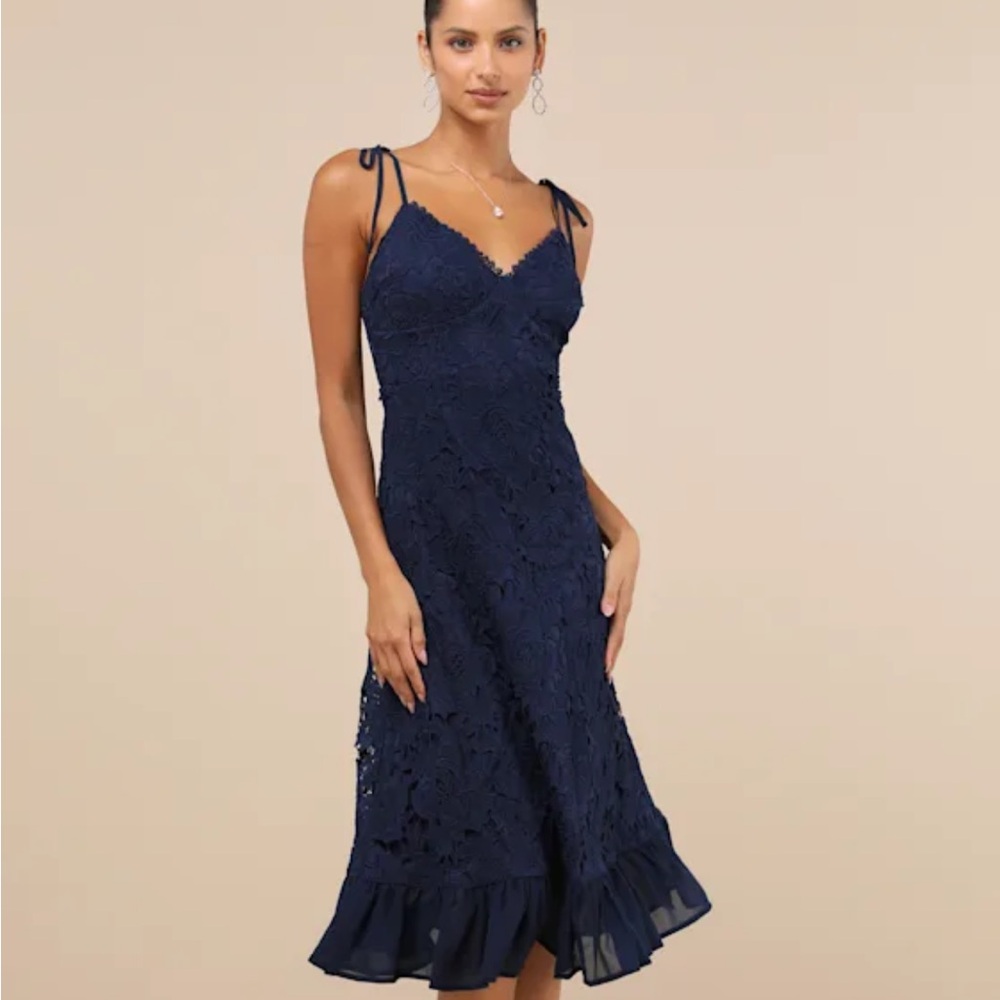 Lulu's Blue Spaghetti Strap Midi Dress for Weddings NWT